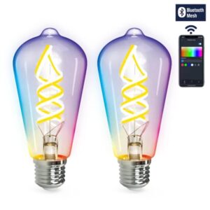 Bluetooth Mesh Smart Filament Bulb ST64 4.9W E27 470lm RGBW 2pcs