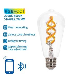 Bluetooth Mesh Smart Filament Bulb ST64 E27 470lm RGB+CCT