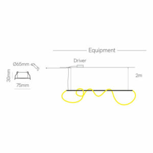 KAA LINE DE 1000mm LED 1500mm 30W 230Vac 3000K ON/OFF BLACK 1